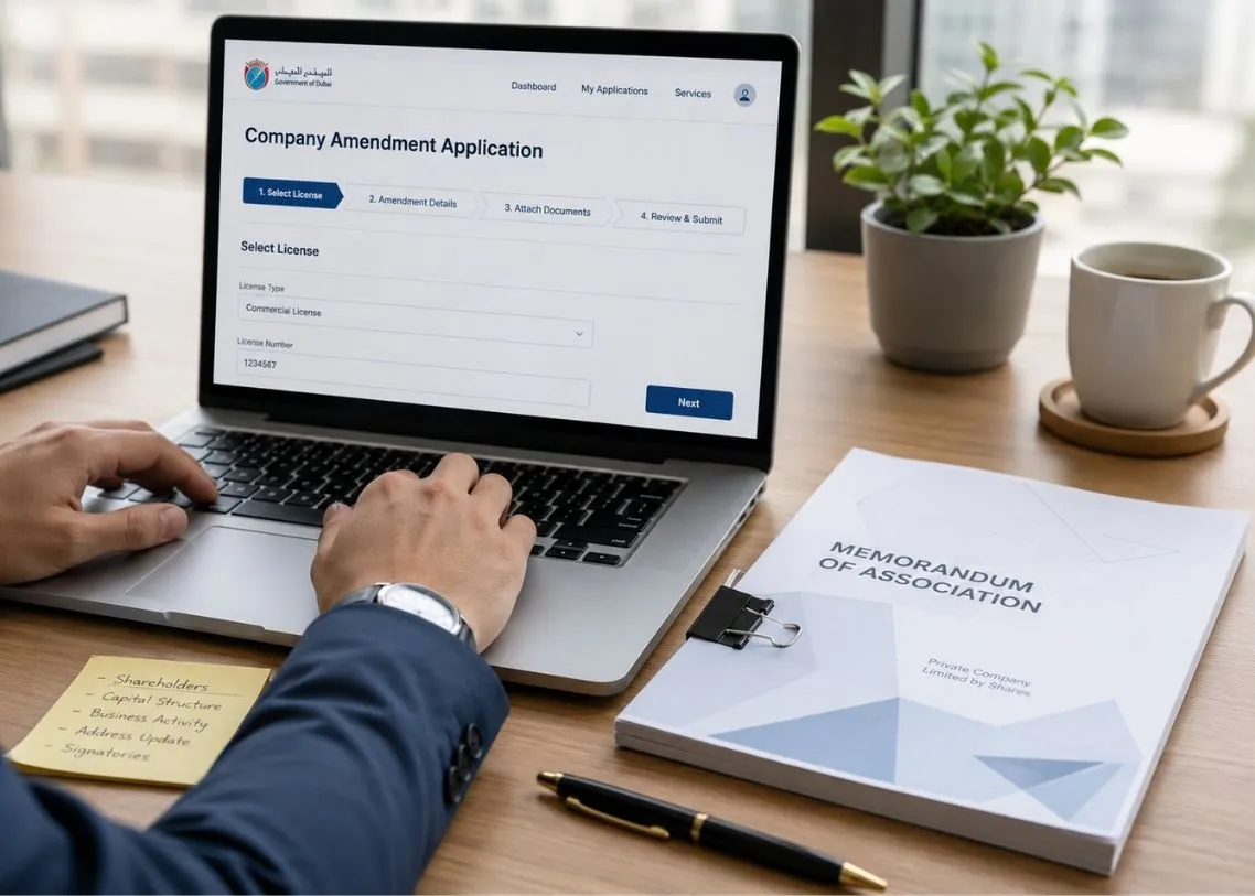 Company registration amendments UAE — trade name activity and shareholder changes by Modest Consulting Services Dubai